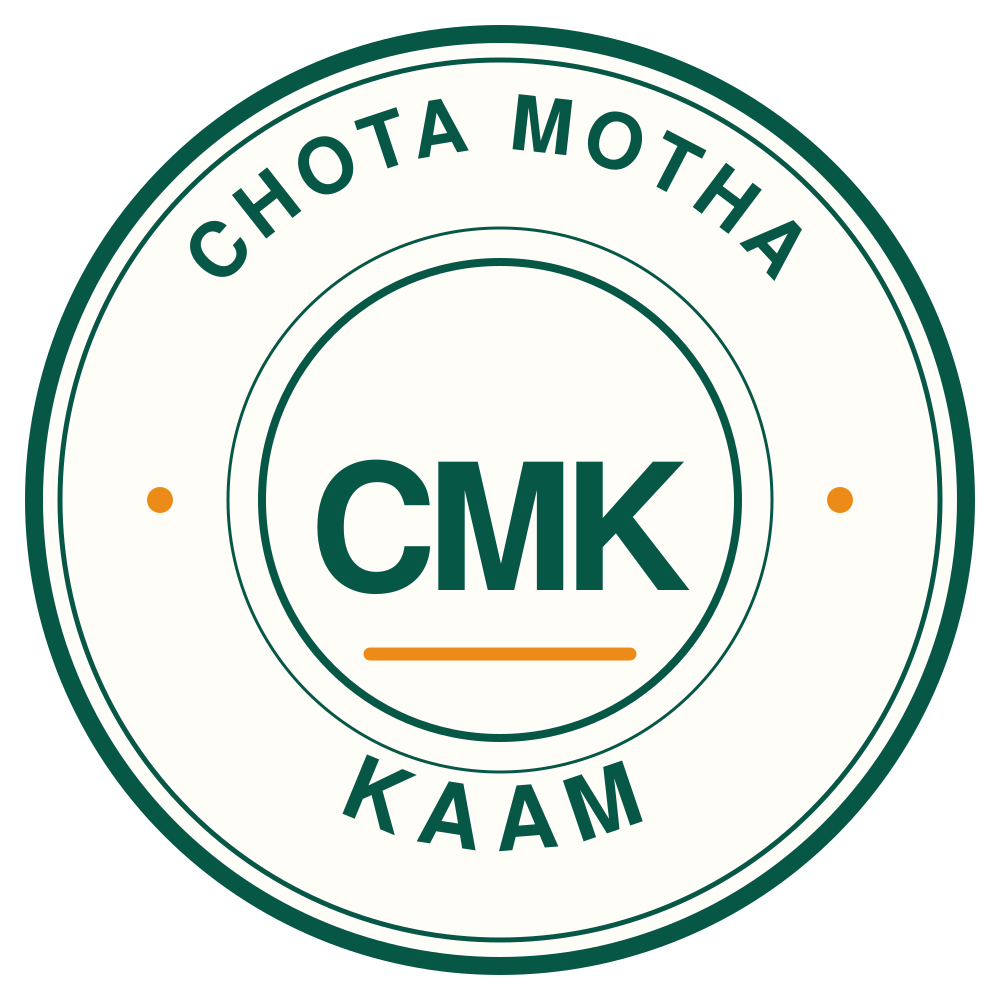 Circular Chhota Mota Kaam stamp logo